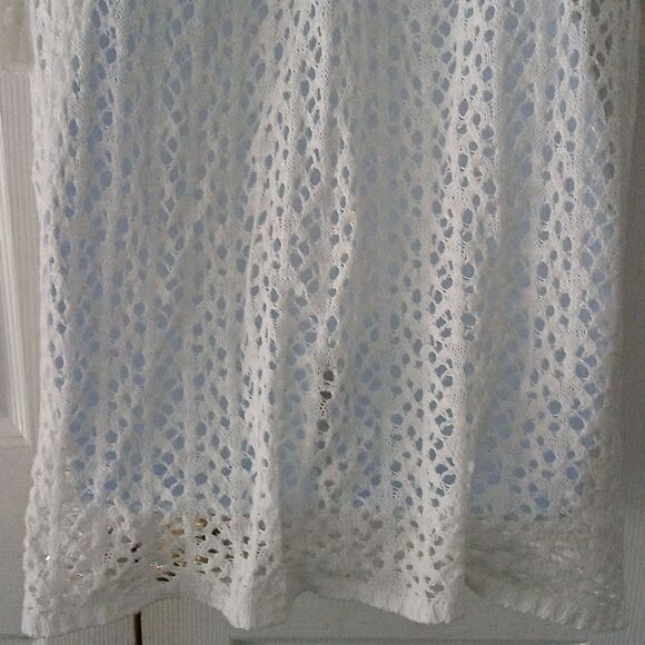 Kim Rogers white crochet  open front cardigan  Sz 1X - Picture 6 of 8